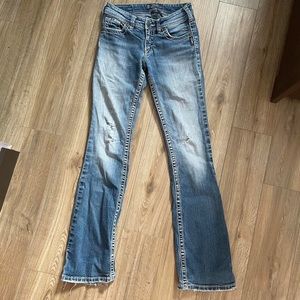 Silver Low Rise Bootcut Jeans